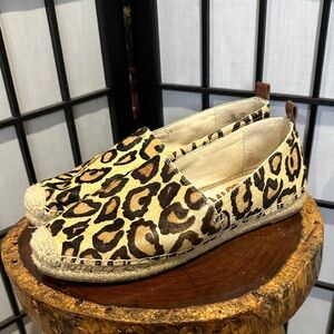 Sam Edelman Animal Leopards Print Espadrilles Cow hair Leather EUC Size 8